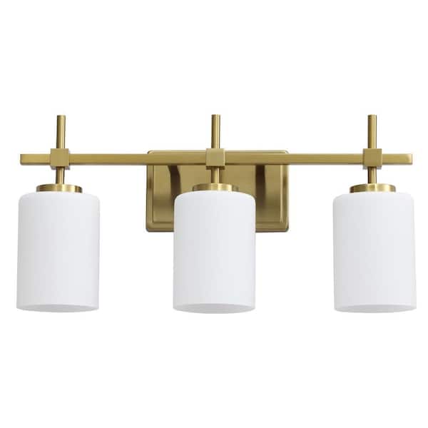 LAZYTIME HOME DECOR INC 21 in. 3 Light Brushed Brass Plating/Gold Plating Vanity Light with Frosted Glass Shade