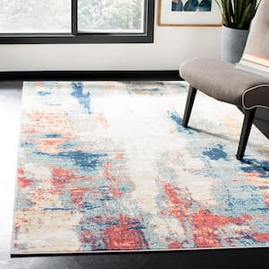 Jasper Gray/Red 5 ft. x 5 ft. Square Abstract Area Rug