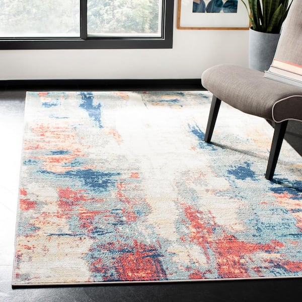 Jasper Gray/Red 5 ft. x 5 ft. Square Abstract Area Rug