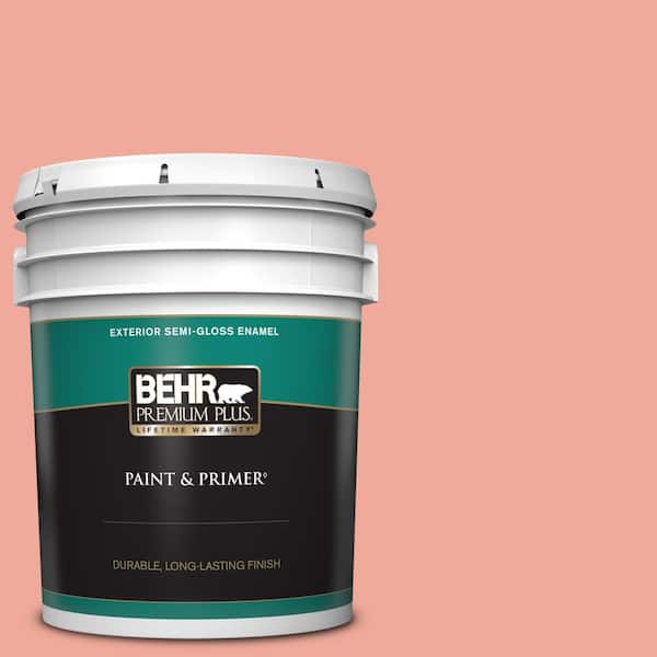 BEHR PREMIUM PLUS 5 gal. #200D-4 Powdered Petals Semi-Gloss Enamel Exterior Paint & Primer