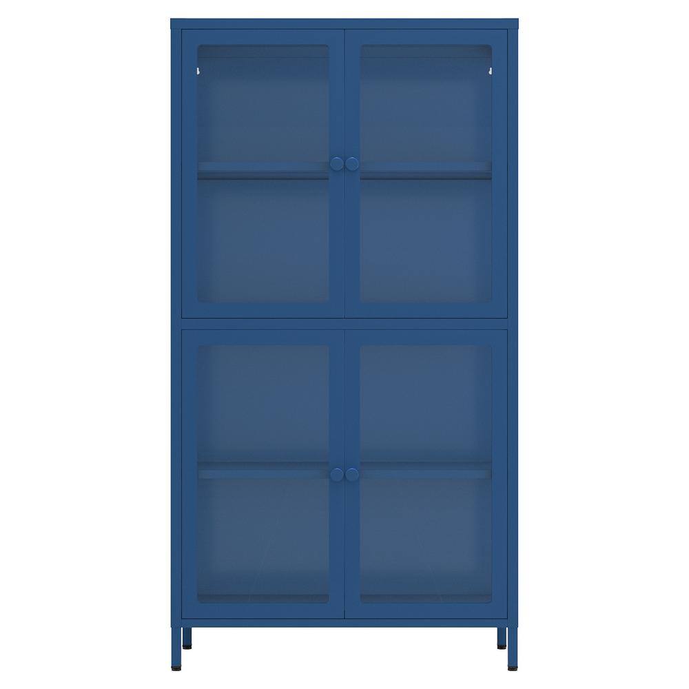 31.50 in. W x 12.60 in. D x 59.00 in. H Blue Linen Cabinet with Adjustable 