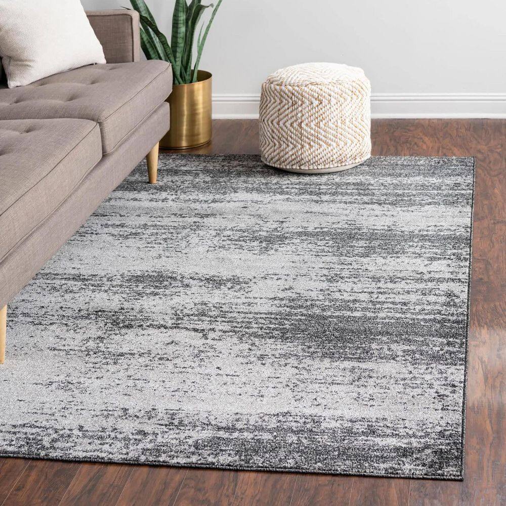 Luxurious Dark Gray Tufted 6' x 9' Easy-Care Synthetic Rug