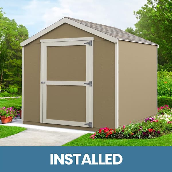 Handy Home Products Professionally Installed Madera 8 ft. W x 8 ft. D Outdoor Wood Storage Shed with Black Shingles (64 sq. ft.)