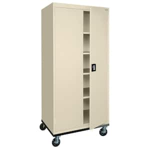 Elite Transport Series ( 36 in. W x 78 in. H x 24 in. D ) Steel Garage Freestanding Cabinet with Casters in Putty