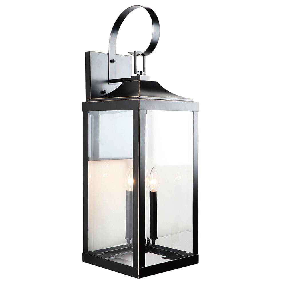 Raquel Black Outdoor Hardwired Lantern Sconce with Incandescent