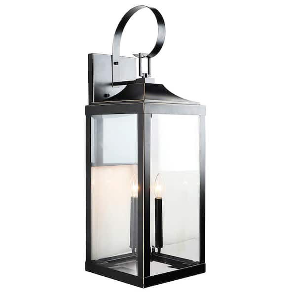 Unbranded Raquel Black Outdoor Hardwired Lantern Sconce with Incandescent