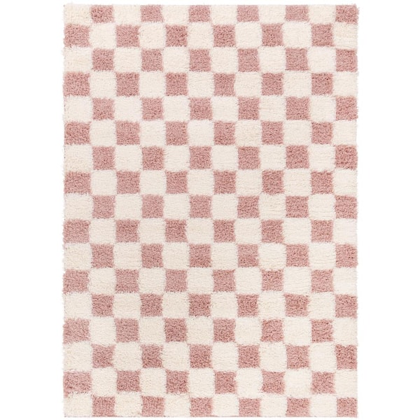 Livabliss Urban Shag Dusty Pink/Cream Fill in Later 5 ft. x 7 ft. Indoor Area Rug