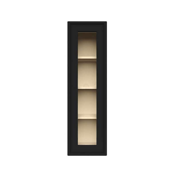 Slim Shaker Assembled 15 in. W x 42 in. H x 12 in. D Wall Kitchen Cabinet in Black
