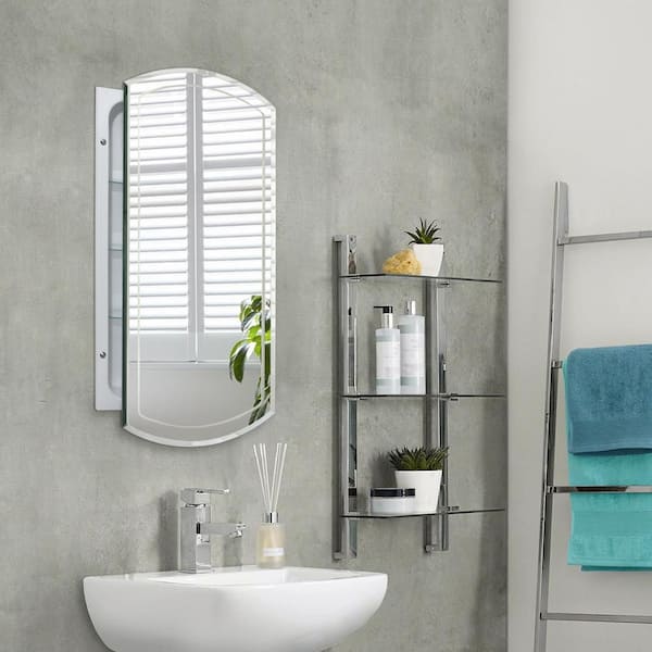 Mirrors and More 16 x 22 Medicine Cabinets for Bathroom with Mirror -  Frameless Polished Edge, Recessed, Modern Home Décor, Bevel Edge,  Adjustable
