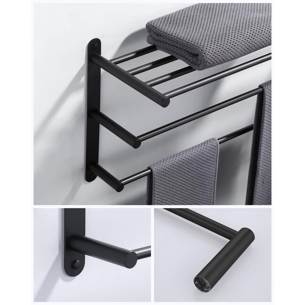 Matte Black Stainless Steel Wall Mounted Towel Rack