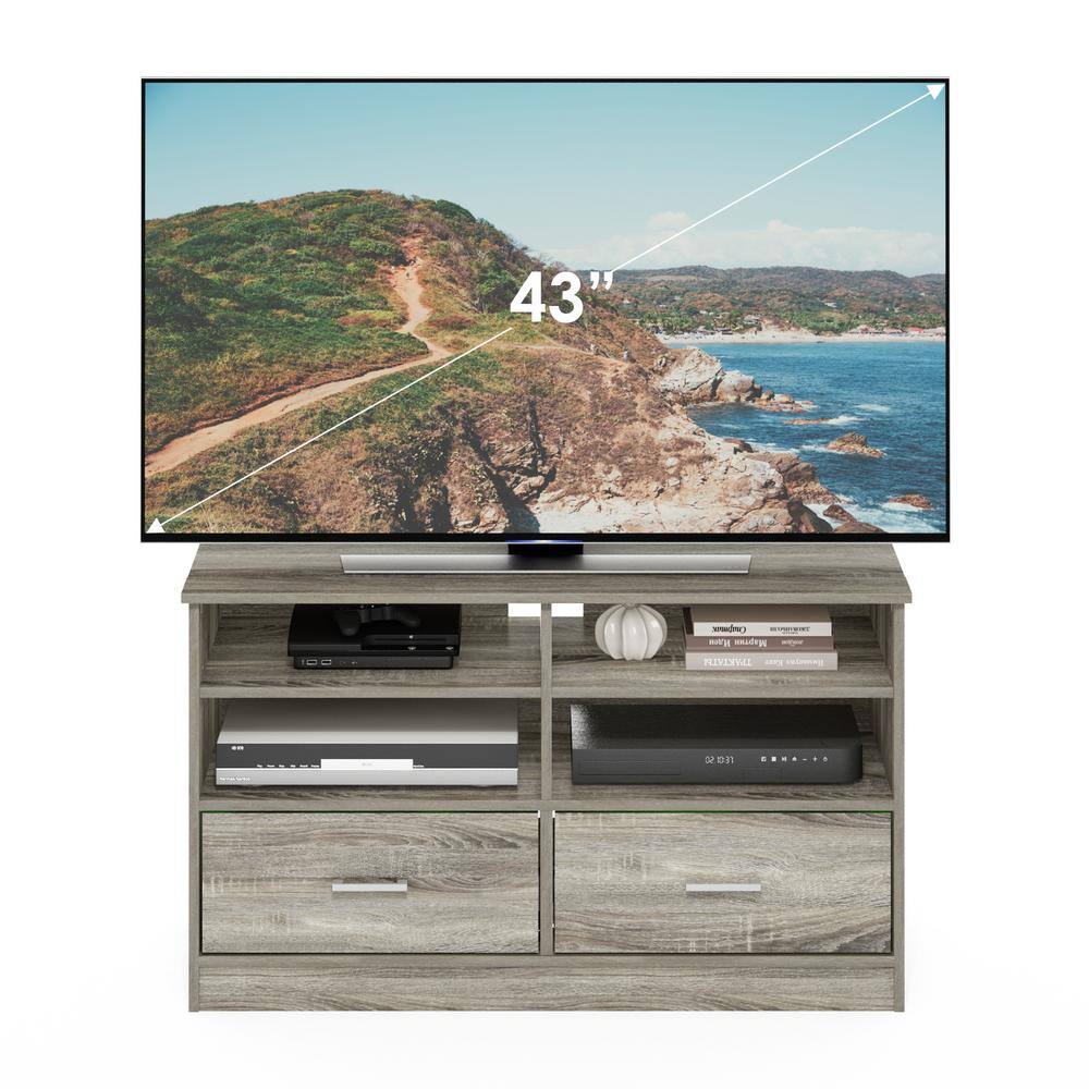 French Oak Composite Wood TV Stand with Drawers