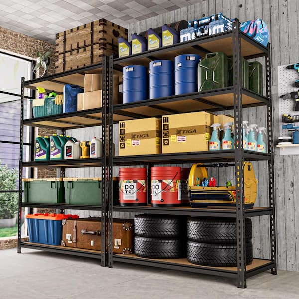 VEIKOUS 5-Tier Metal Garage Storage Shelving Unit in Black