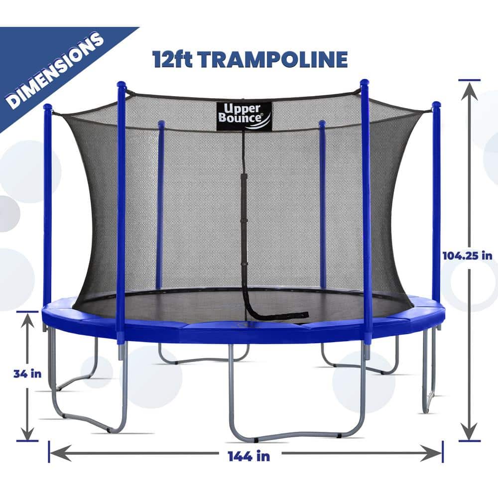 Upper Bounce 12 ft Round Black Trampoline with Enclosure