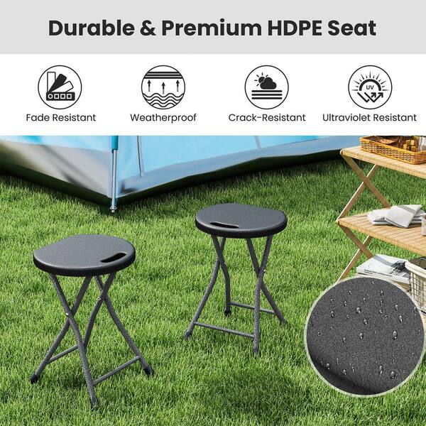 Gymax 4-pcs 18 in. H Folding Stool Portable and Foldable Camping
