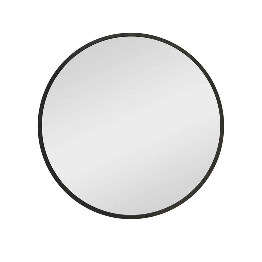24 in. W. x 24 in. H Round Black Silver Iron Powder Medicine Cabinet with M