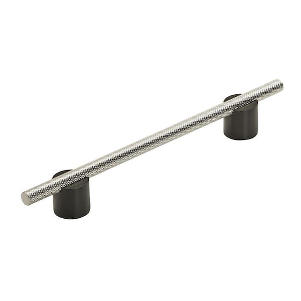 Amerock Transcendent 6-5/16 in. (160mm) Modern Matte Black/Polished Nickel Bar Cabinet Pull