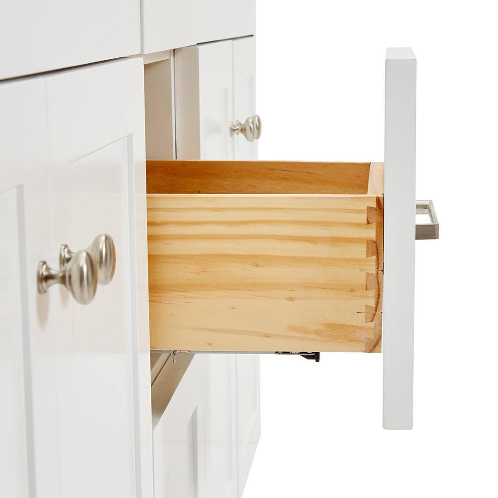 White Double Freestanding Bathroom Vanity Base with Nickel Hardware