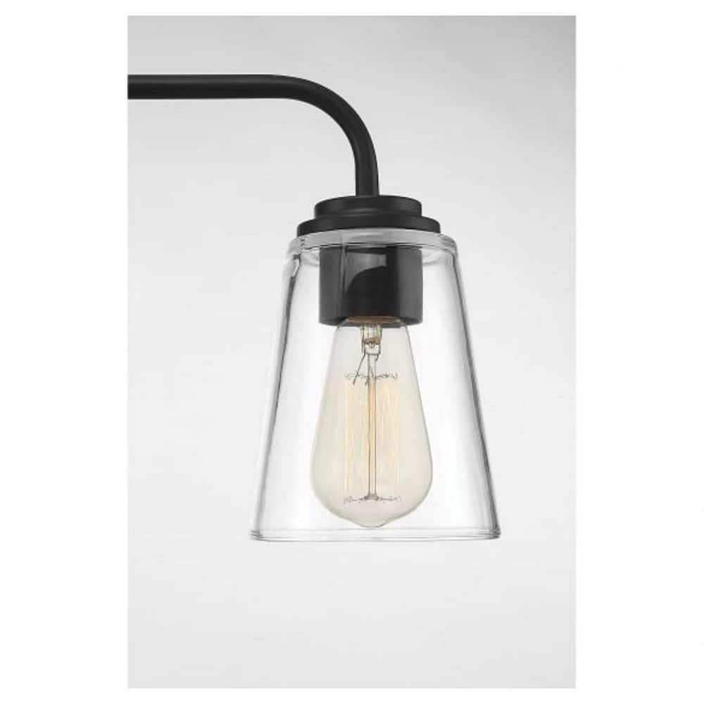 Sleek Matte Black 24" Outdoor Vanity Light with Dimmable Clear Glass Shades