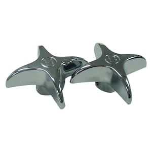 Pair of Universal Faucet Handles with Cross Handle Design in Chrome