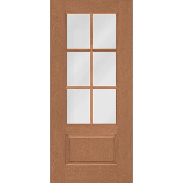 Steves & Sons Regency 32 in. x 80 in. Universal Handing 3/4-6 Lite Clear Glass Autumn Wheat Stain Fiberglass Front Door Slab
