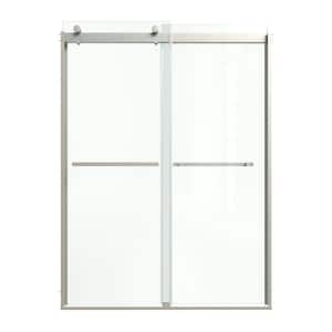 50 in. - 54 in. W x 74 in. H Framed Double Sliding Shower Door in Brushed Nickel with 5/16 in. (8mm) Clear Glass
