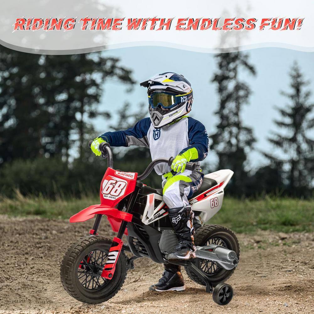 Garvee Red 12V Kids Electric Dirt Bike with Training Wheels
