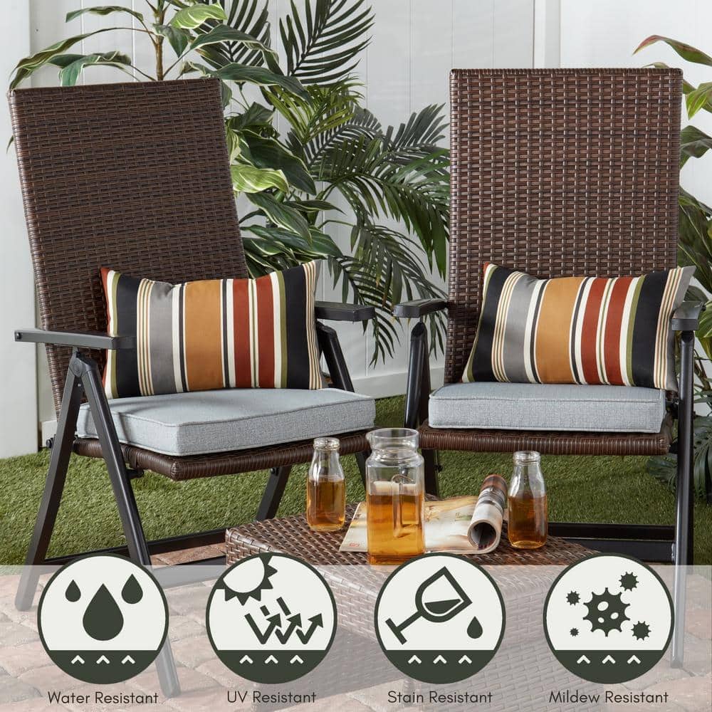 Brick Stripe 19 x 12 Inch Outdoor Rectangle Throw Pillow Set