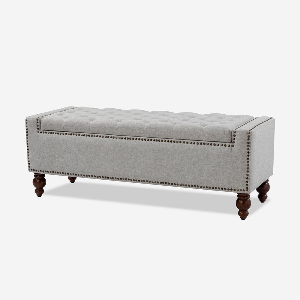 JAYDEN CREATION Eduard Oatmeal Classic Style Upholstered Flip Top