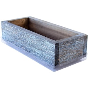 Planter Box Aged Brown Weathered Rustic Look Flower, Herb and House Plant Garden Barn Wood Planter with Drip Tray