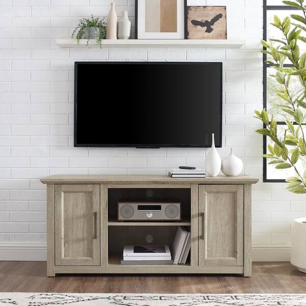 Crosley Furniture Camden 48 In Frosted Oak Low Profile Tv Stand Fits 50 In Tv With Cable Managment Cf Fo The Home Depot