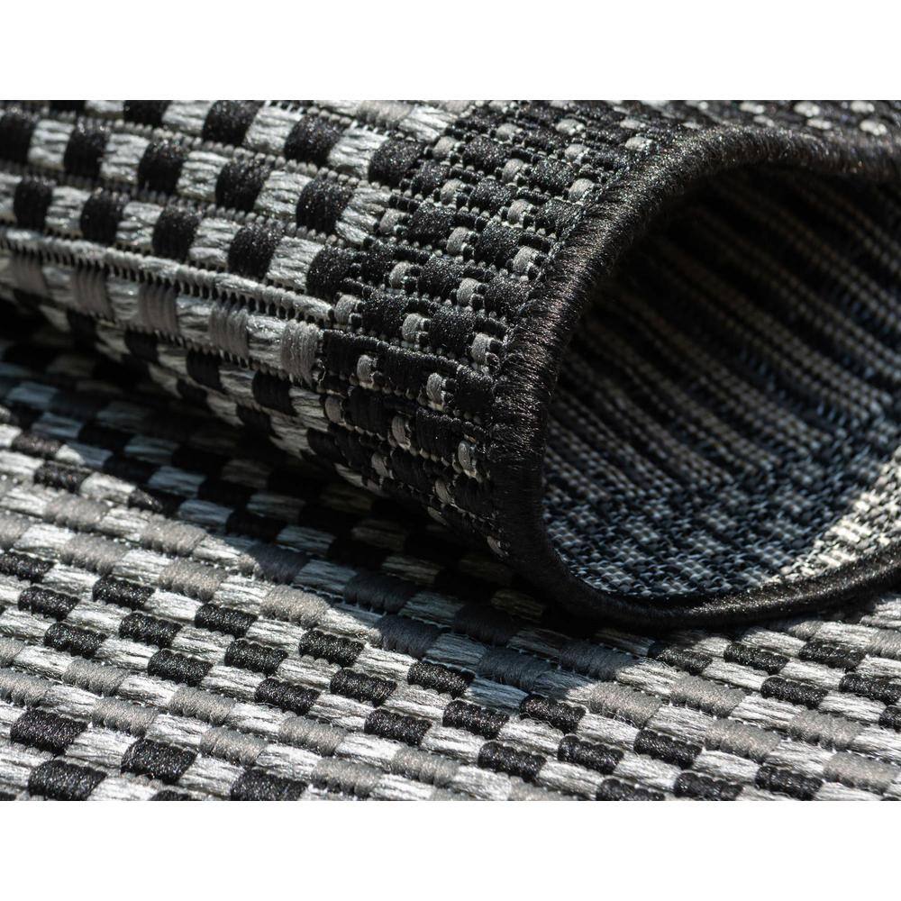 Gray and Black Striped Synthetic Outdoor Area Rug