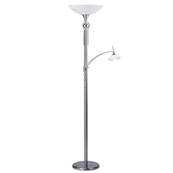 Designers Choice Collection 71 in. Satin Nickel and Chrome Floor Lamp with Reading Light-DISCONTINUED