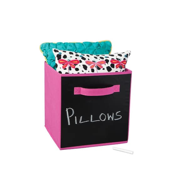 11 in. W x 11 in. H x 11 in. D Fuchsia Chalkboard Fabric Drawer