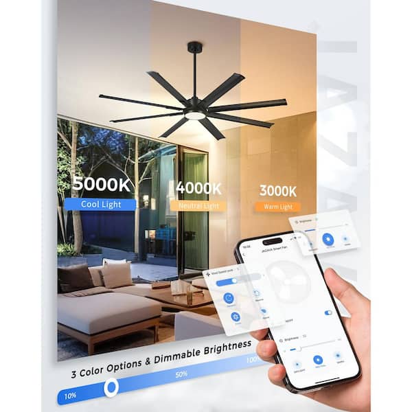 JAZAVA 72 in.Indoor Aluminum Black 100-240-Volt 107 RPM Industrial