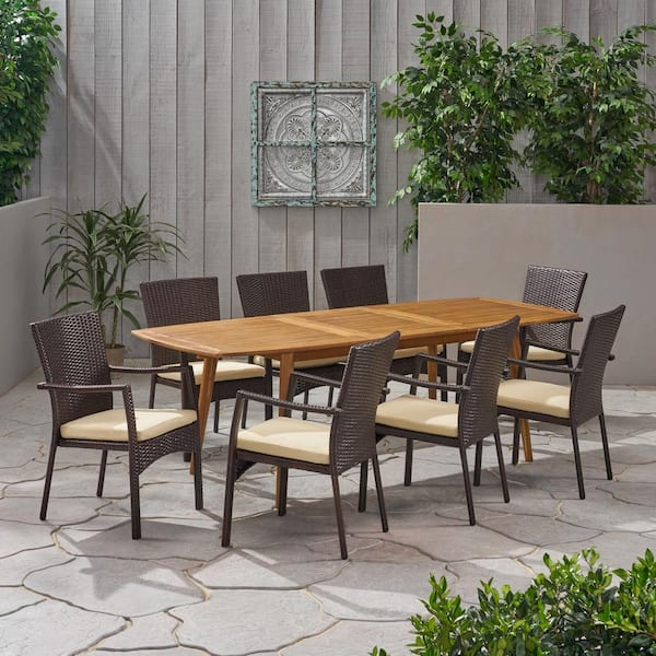 cream rattan garden dining set