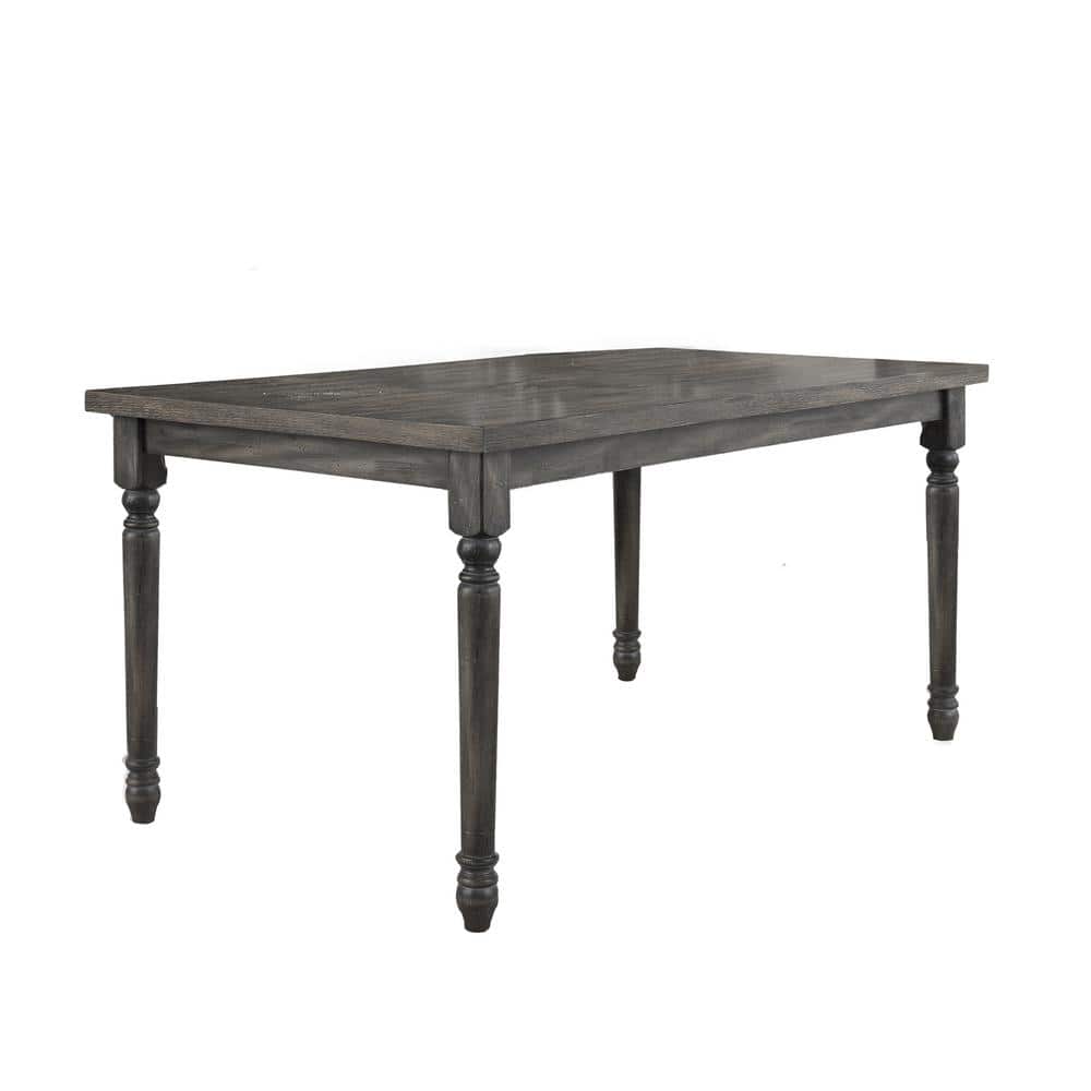 Demi Weathered Gray Wood 6-Piece Dining Set with Linen Upholstered Seats