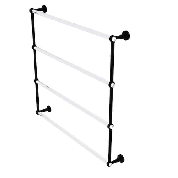Allied Brass Pacific Beach 4-Tier 36 in. Ladder Towel Bar with Groovy Accents in Matte Black