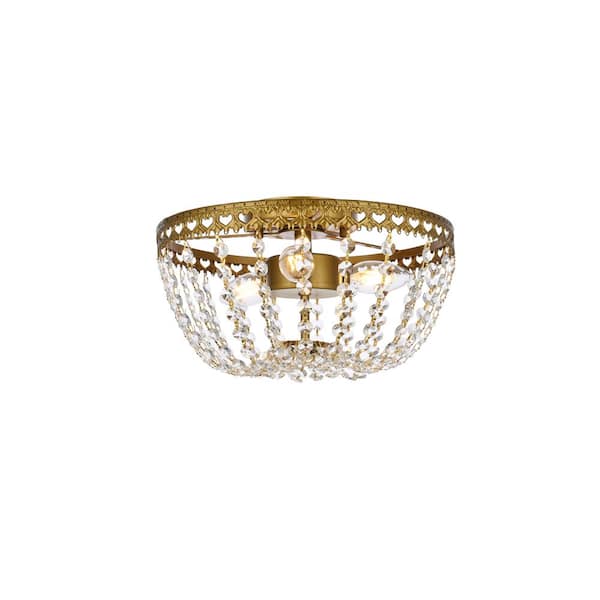 Unbranded Timless Home 12 in. 3-Light Contemporary Brass Flush Mount with No Bulbs Included