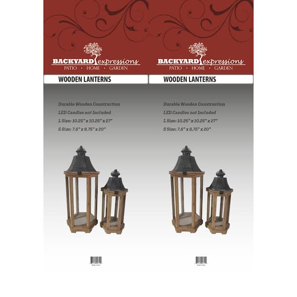 2pc 27 Wood Outdoor Lantern Set Brown - Backyard Expressions : Target