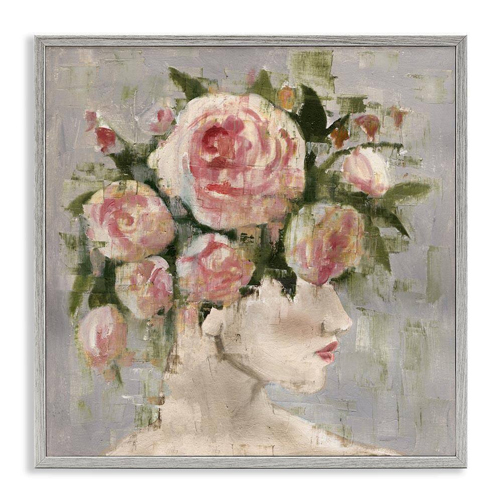 Abstract Woman with Roses by Charity Henderson Gray Framed Nature Giclee Art Print 17 in. x 17 in. price history on PriceWatchPro