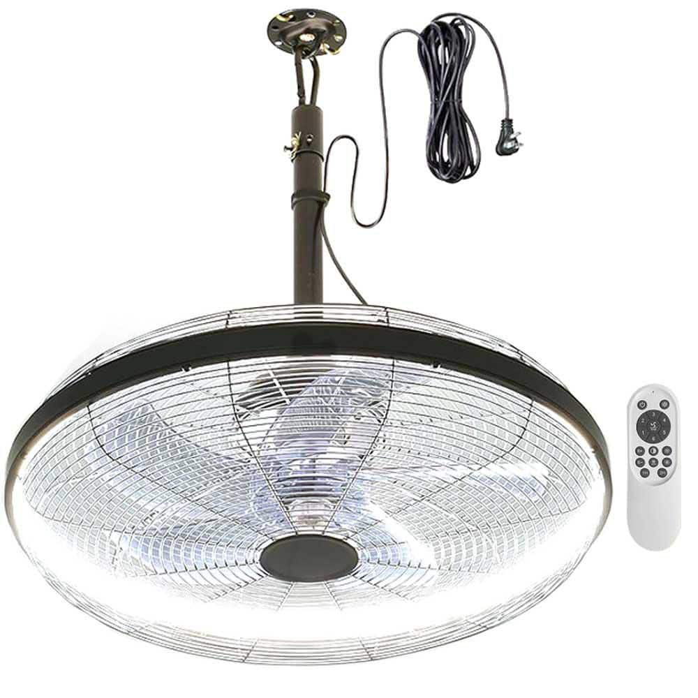 20 in. Black Gazebo Downrod Mount Ceiling Fan, Plug in Ceiling Fan for Patios, Pergola with Remote Control and Hook price history on PriceWatchPro