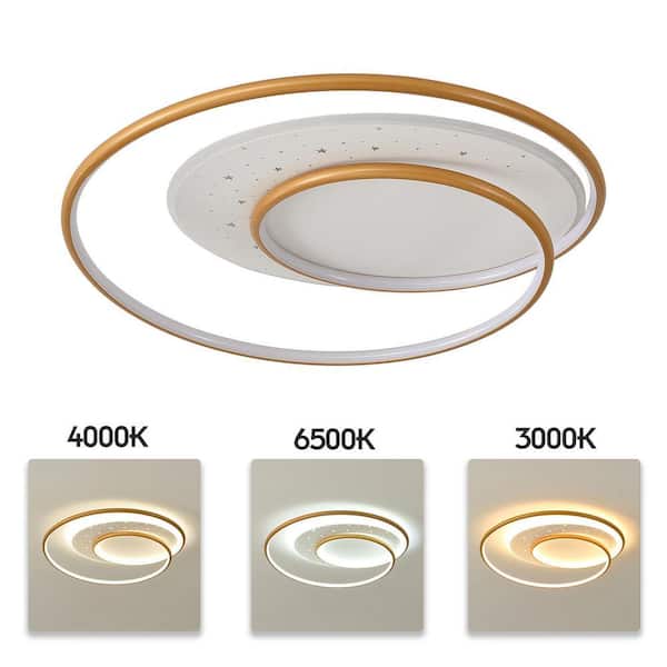家具 ceiling light with remote TOZING 31 in. White Modern Integrated LED 6 Rings Circle Semi