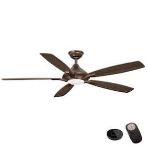 Petersford 56 in. Integrated LED Oil Rubbed Bronze Ceiling Fan with Remote Control works with Google and Alexa