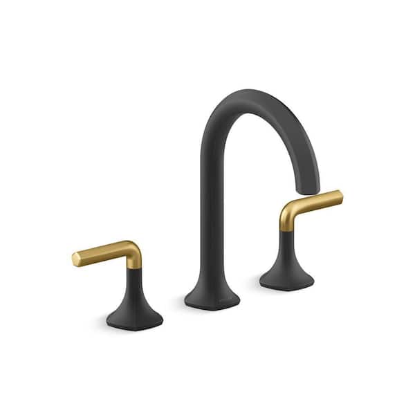 KOHLER Occasion Lever Bathroom Sink Faucet Handles, Matte Black with Moderne Brass