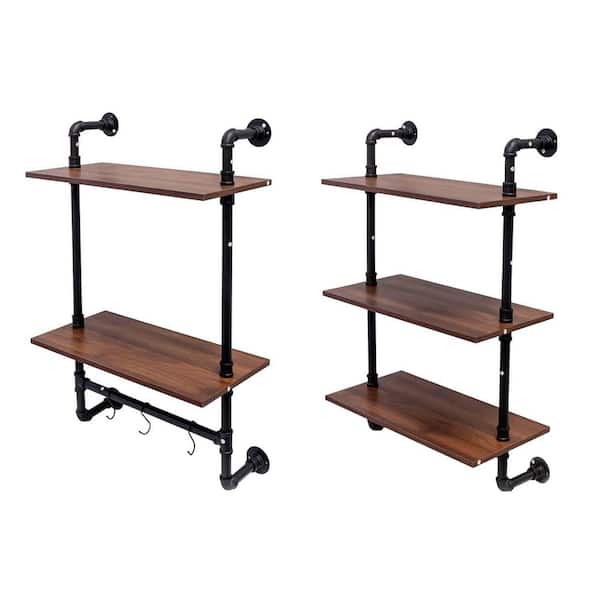 Unbranded 22.05 in. W x 11.73 in. D Brown Decorative Wall Shelf,Floating Wood Wall Mounted Shelf for Bathroom,Kitchen,Living Room