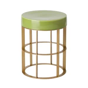 Milo Gold Metal Outdoor Table/Stool with Apple Green Ceramic Top