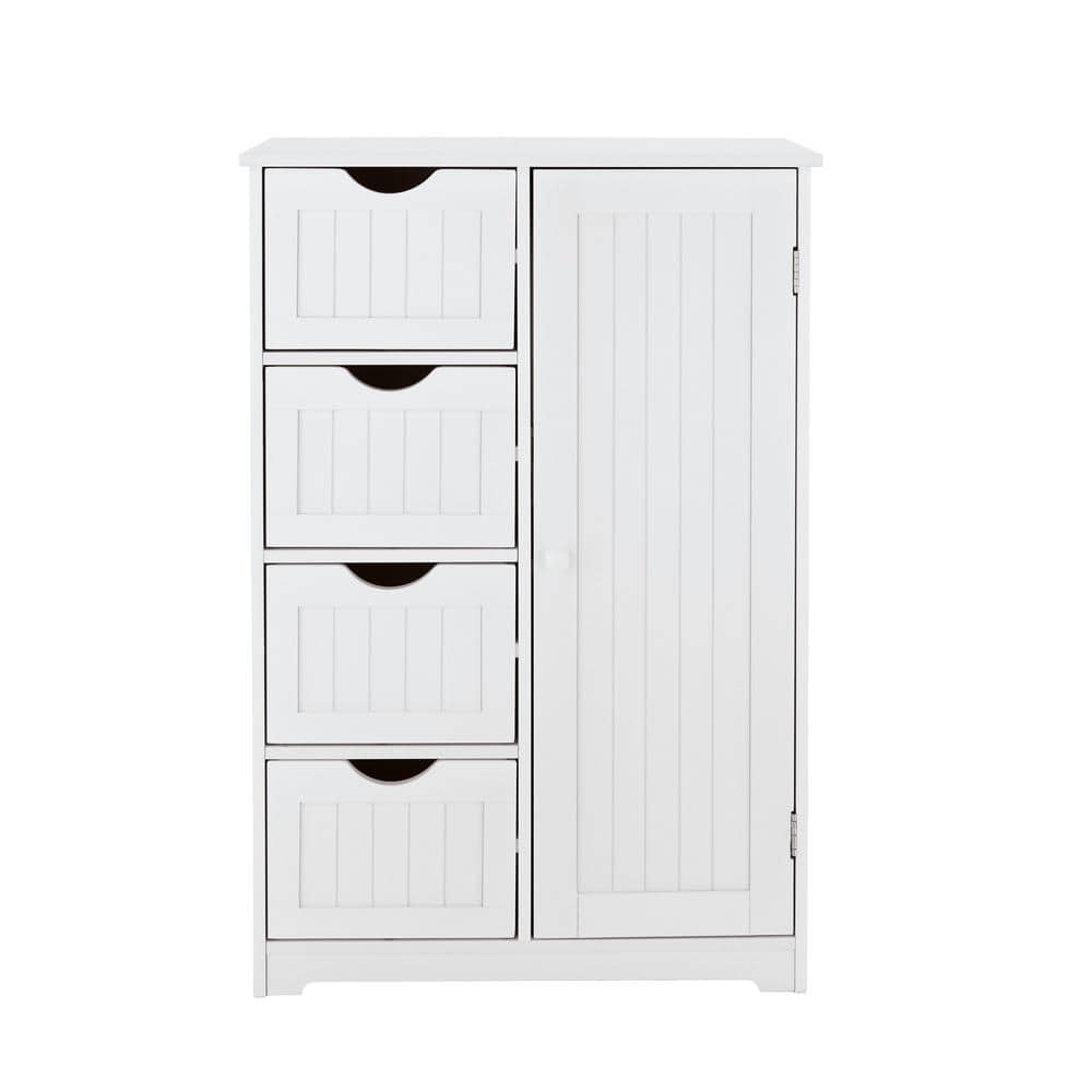 White MDF Bathroom Cabinet with Adjustable Shelving and Drawers