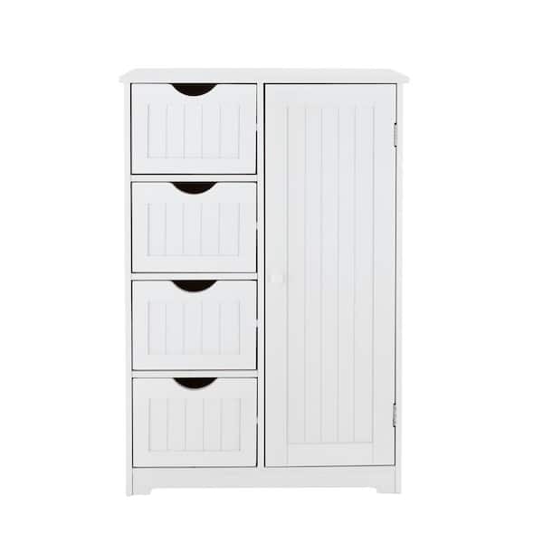 Decora Ready to Assemble 12 in. x 32 in. x 22 in. Wooden 4-Drawer Bath Cabinet Storage Cupboard with 2-Shelves in White