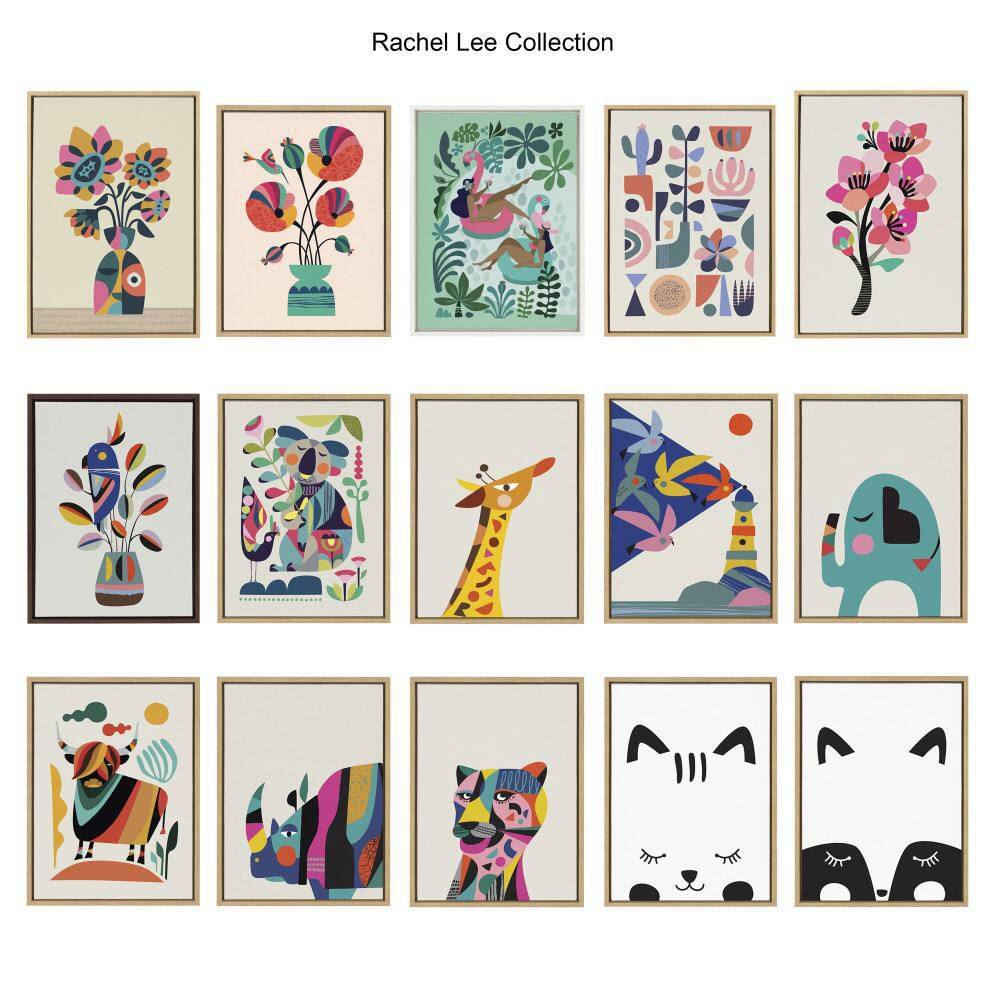 18" x 24" Sylvie Mid Century Modern Girl Friends by Rachel Lee Framed Wall Canvas Natural - Kate & Laurel All Things Decor