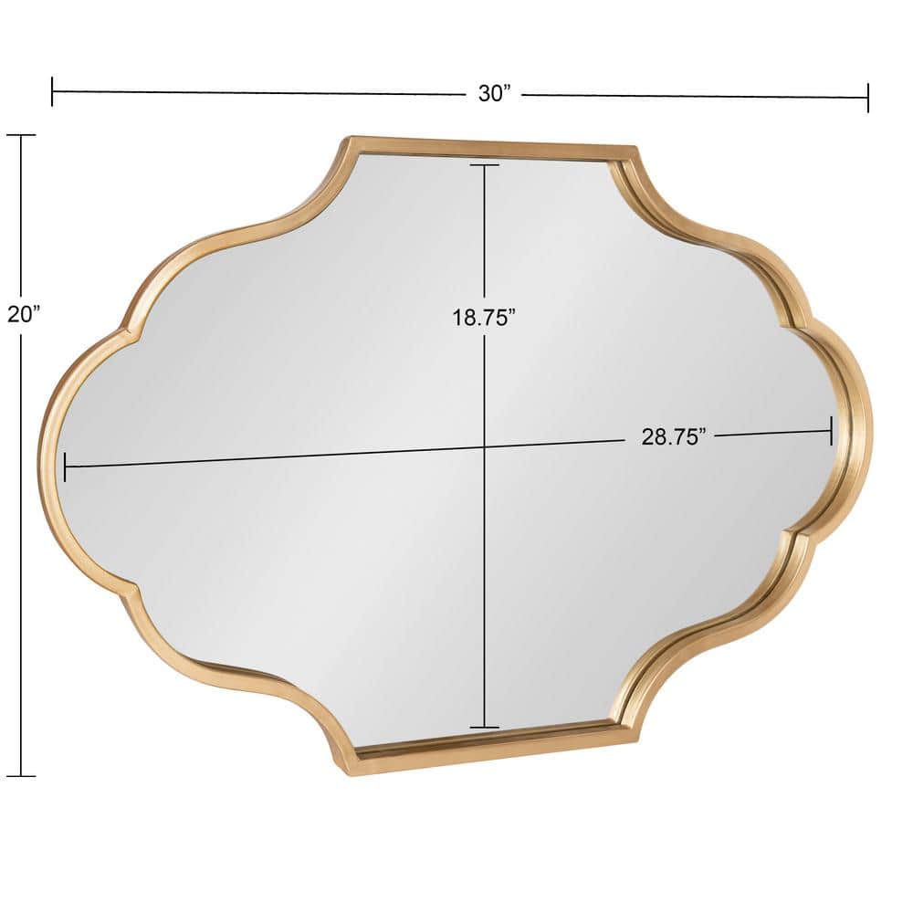 Elegant Scalloped Edge Rectangular Wall Mirror in Gold Finish